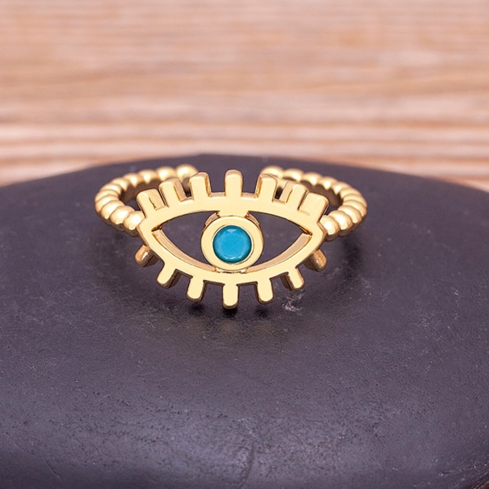 Evil Eye Modern Design Ring (Adjustable) - Picture 2 of 12